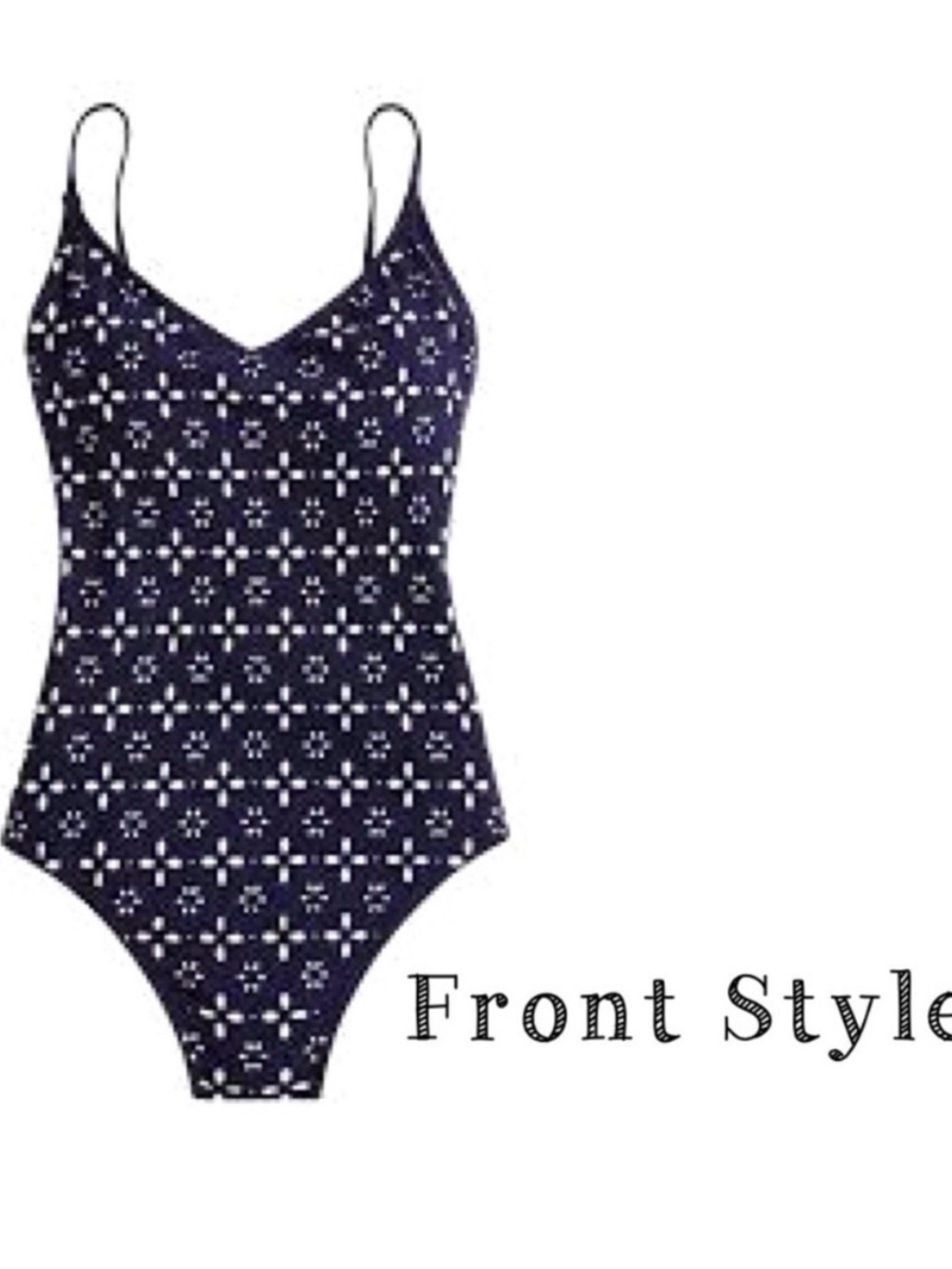 J Crew Laser Cut Eyelet Strappy One-Piece Swimsuit in Navy Blue